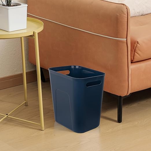 UUJOLY Plastic Small Trash Can Wastebasket, Garbage Container Basket for Bathrooms, Laundry Room, Kitchens, Offices, Kids Rooms, Dorms, 3.5 Gallon, Navy Blue, 2 Pack