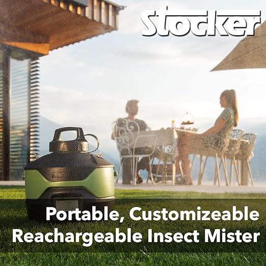 Stocker Portable Insect Mister 2L + USB Charging Cable - Rechargeable, for Mosquitos, Flies, Gnats, Pest Misting - Great for Outdoor, Camping, Hiking, Backpacking, Backyard BBQ