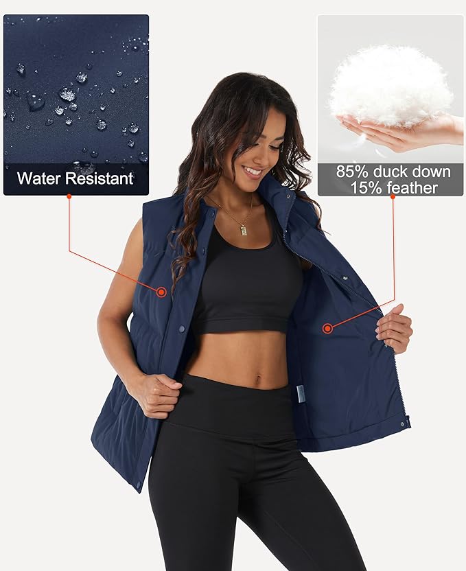 MAGCOMSEN Women's Puffer Down Vest Oversized Zip Up Outerwear Lightweight Winter Padded Gilet Jacket with Pockets