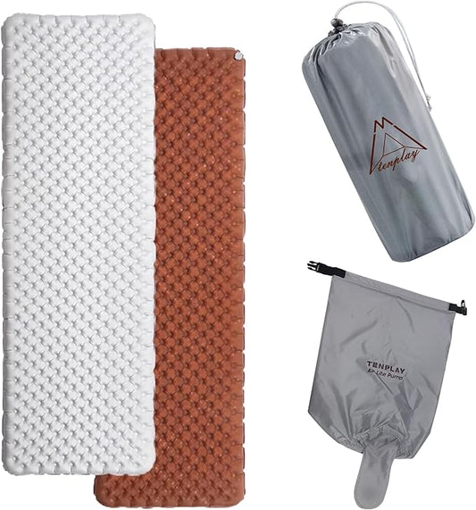 TENPLAY 4.7 Inch Thick Sleeping Pad with 7.2 R-Value, Ultralight and Portable Sleeping Mat with Pump Sack, Air Mattress for Camping