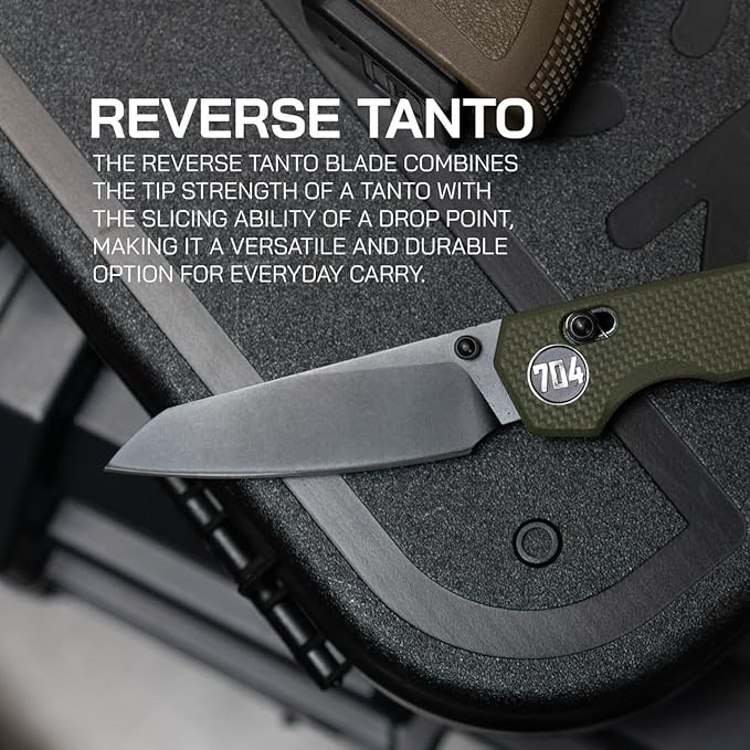 704 Gear Hornet EDC Folding Pocket Knife with Crossbar Lock | 3.17" Reverse Tanto Blade, D2 Steel, G10 Handle, Reversible Pocket Clip | Black