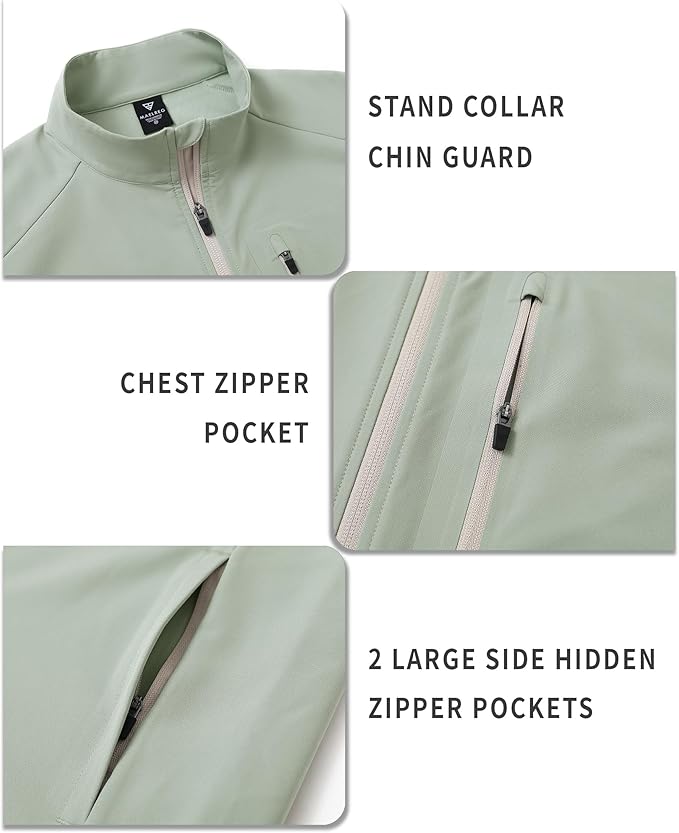 M MAELREG Mens Vests Outerwear Windproof Lightweight Softshell Vests Zip Pockets Sports Sleeveless Jacket Golf Vests for Men