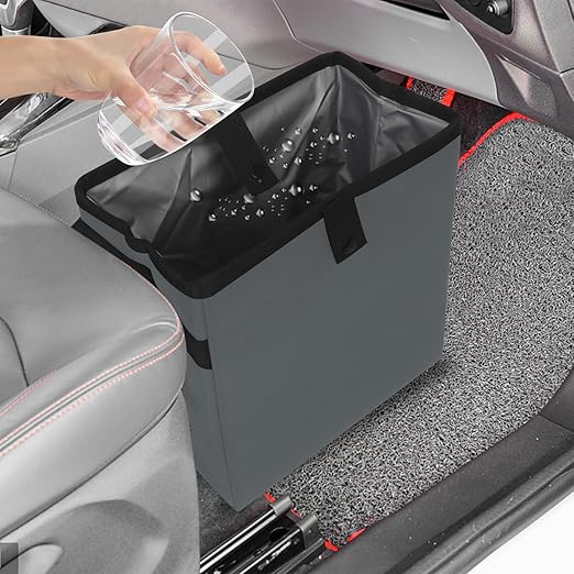 Homelove Car Trash Can, Leak-Proof Waterproof Trash Bin Collapsible Portable Auto Garbage Bag Large Capacity Trashcan Storage Bag Multipurpose Car Organizer Hanging (Gray)