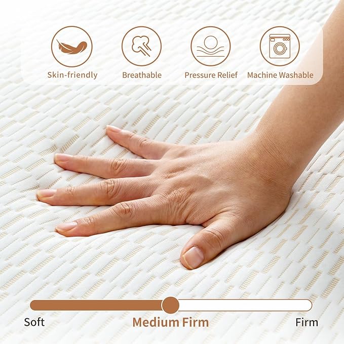 Vipbear Folding Mattress, 6 Inch Tri-fold Mattress King Size, Foldable Memory Foam Mattresses Topper with Washable Cover, Floor Bed with Storage Bag for RV& Camping& Home Use