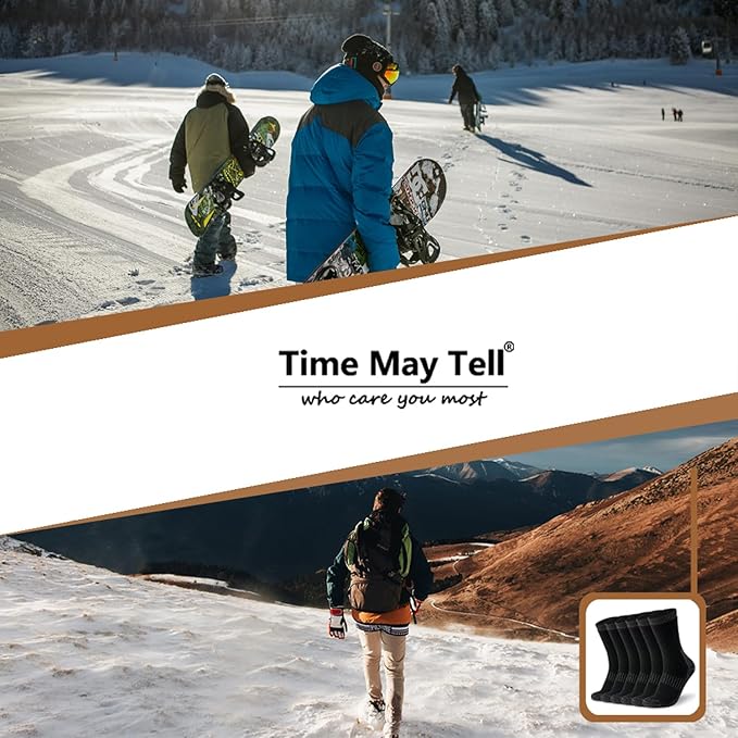 Time May Tell Mens Merino Wool Hiking Cushioning Socks For Outdoor Wool-Socks-For-Mens 3 Pack