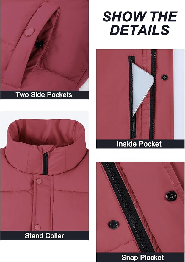 Fengbay Womens Puffer Vest Sleeveless Puffy Cropped Vests Stand Collar Vest Lightweight Bubble Quilted Vests Trendy 2025