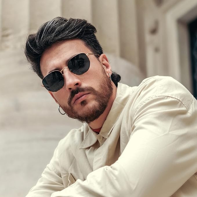 ZENOTTIC Hexagon Polarized Retro Sunglasses for Men Women-Vintage Metal Frame Design UV Protection Trendy Fashion Shades