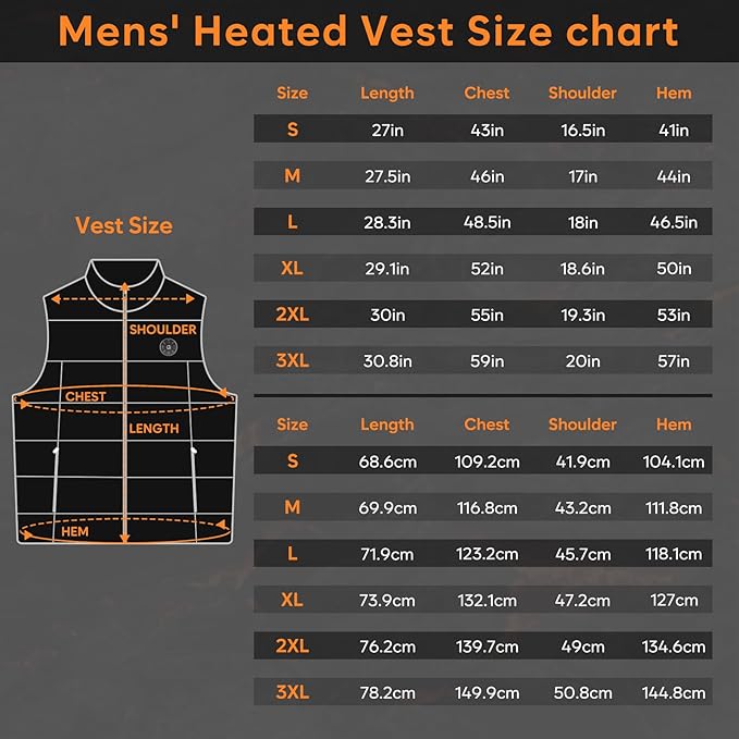 Heated Vest for Men With 16000mAh 7.4V Battery Pack Included, Light Weight 15 Heating Zone Electric Heating Vest