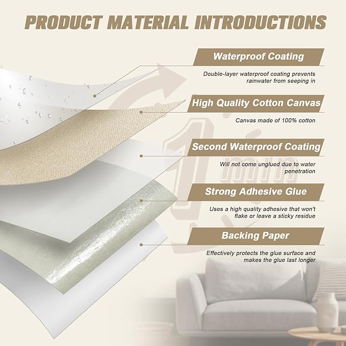 OAZ 4 x 79 inch Canvas Repair Patches Canvas Fabric Patch Self-Adhesive Canvas Repair Tape Waterproof Outdoor Gear Repair Patch Kit for Boat Cover Awning Sofa Chair Couch Tent Bag (White)