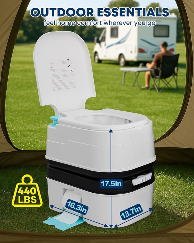Kohree 6.34 Gal Portable Toilet for Adults: Large Camping Toilet with Detachable Waste Tank - Odorless Leak-Proof Boat Porta Potty with Paper & Detergent Collection for Home Use, Camper, RV Travel