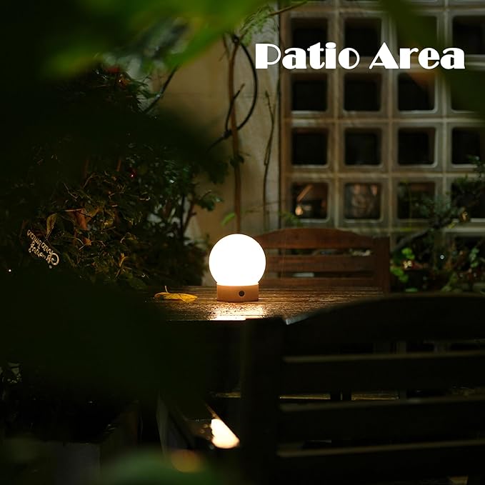 Small Cute Cordless Table Lamp Rechargeable, Battery Operated Shower Lamp Waterproof, Touch Dimmable Globe Ambient Light for Outdoor/Bedside/Patio/Dining (Orange)