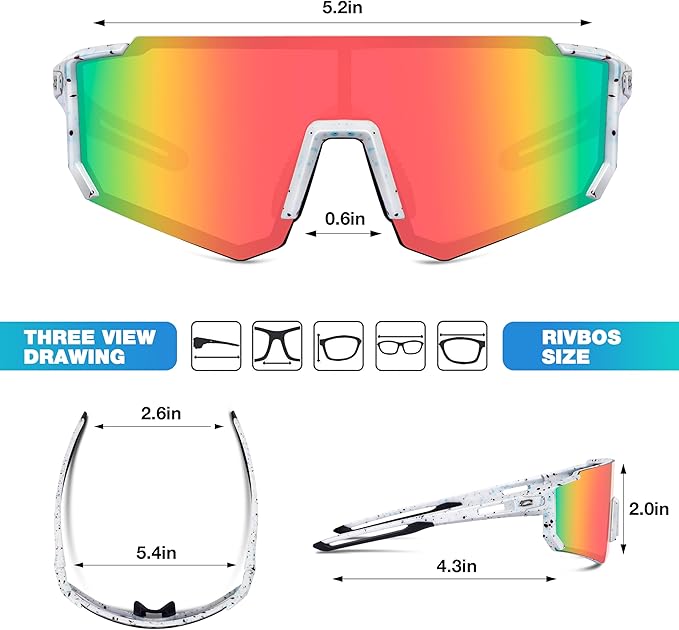 RIVBOS Youth Baseball Sunglasses for Kids(Boys&Girls) Polarized UV Protection Cycling Glasses RYS008