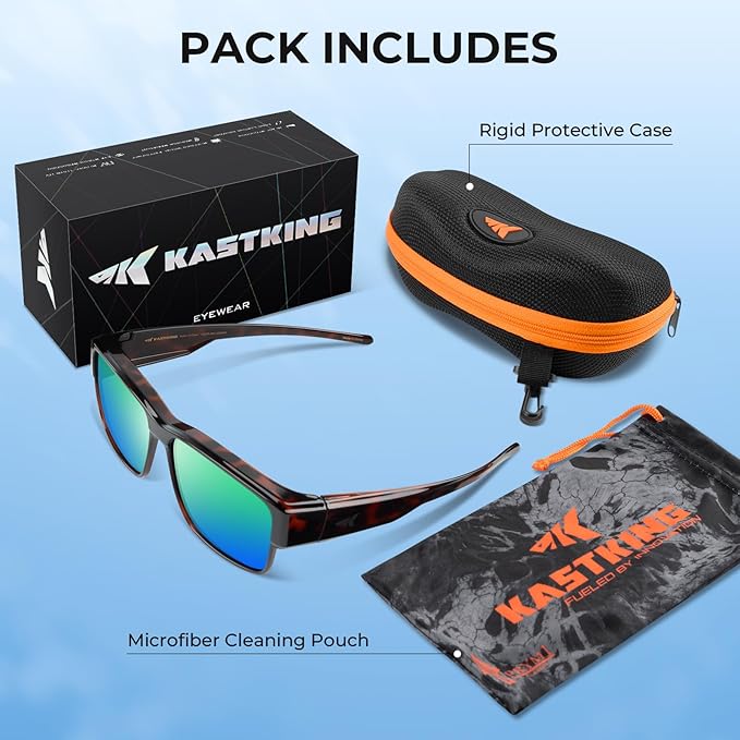 KastKing Molino Fit-Over Polarized Sunglasses,UV400 Protection Ultralight Wraparound Fishing Sports Sunglasses, TAC Lenses