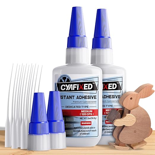 Wood Super Glue 113.6 Gram 4oz, Clear Instant Medium Cyanoacrylate Adhesive Liquid for Woodworking Wooden Crafts Furniture Repairs, All Purpose Strong CA Glue for Metal Glass Plastic Ceramic Leather