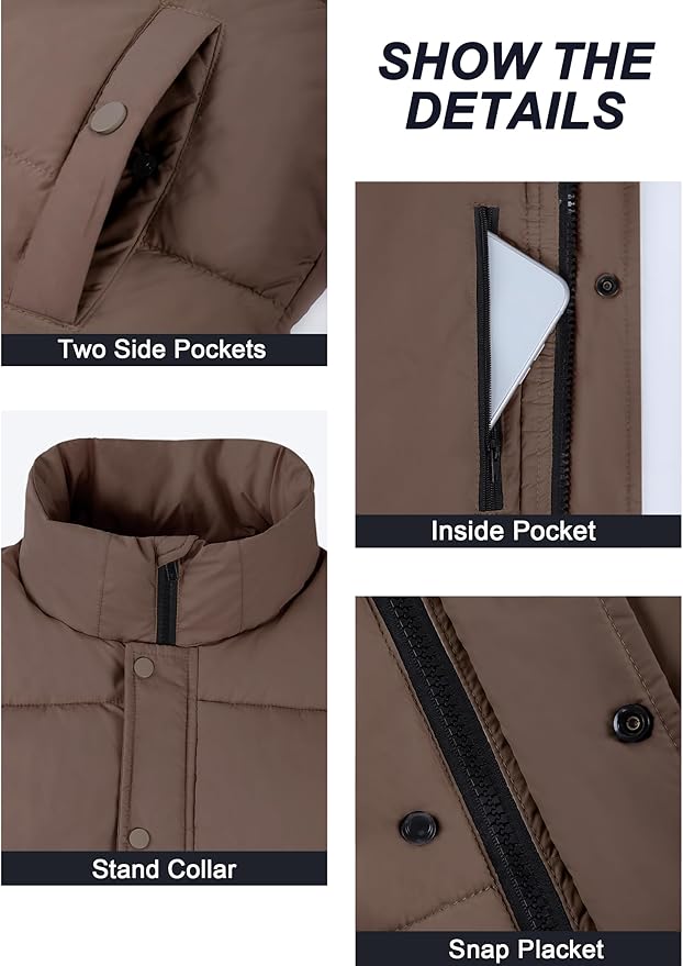 Fengbay Womens Puffer Vest Sleeveless Puffy Cropped Vests Stand Collar Vest Lightweight Bubble Quilted Vests Trendy 2025