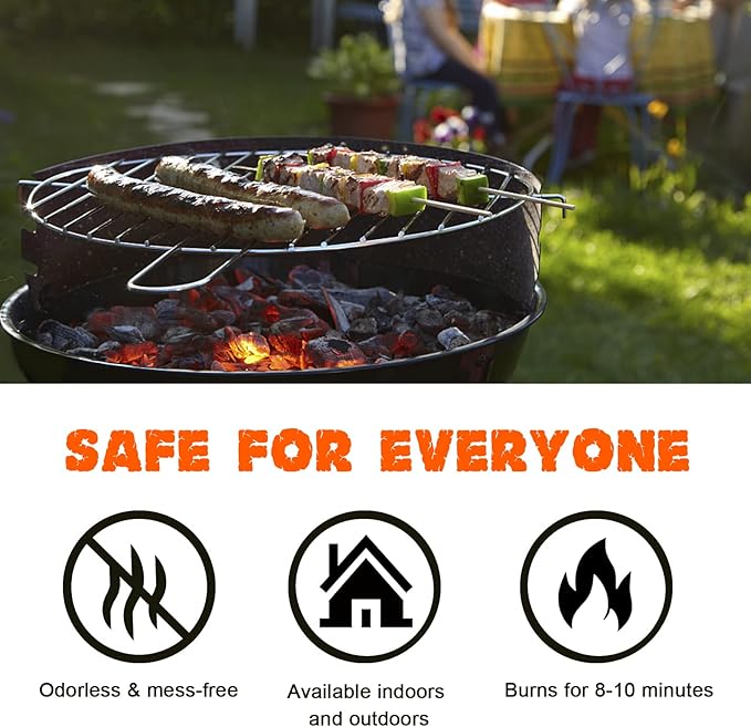 Fire Starter-Pack of 144 Charcoal Fire Starters for Campfires, Chimney, Grill Pit, Fireplace, BBQ & Smoker