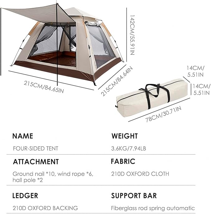 Grassman Camping Tent 2/4/6/8 Person Portable Instant Cabin Tent Easy Set Up with Rainfly & Windproof Portable with Carry Bag for Family Camping & Hiking
