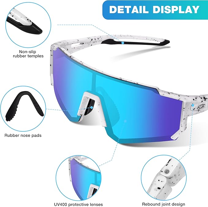 RIVBOS Youth Baseball Sunglasses for Kids(Boys&Girls) Polarized UV Protection Cycling Glasses RYS008