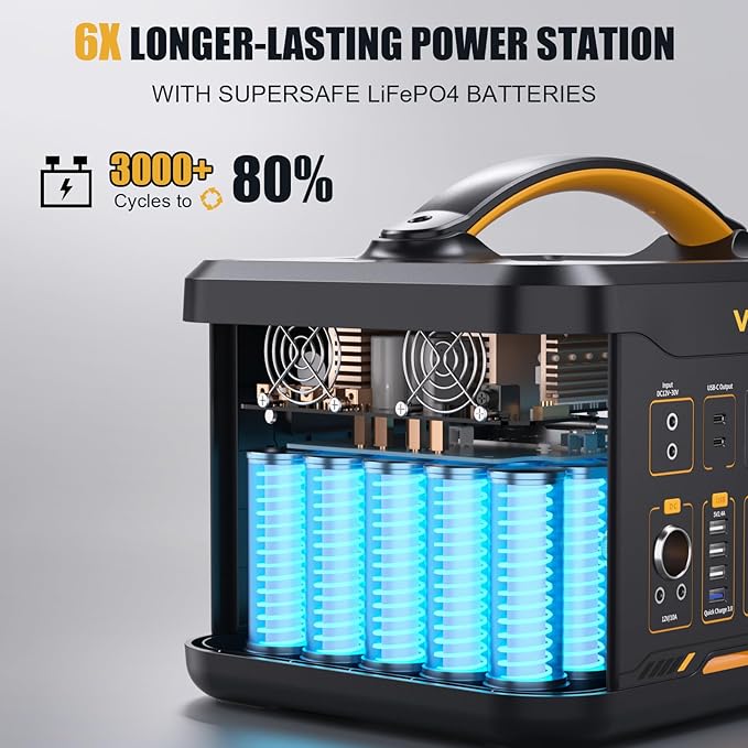 VTOMAN Jump 1500X Portable Power Station with 200W Solar Panel, 1500W/828Wh LiFePO4 Battery Solar Generator with 1500W Constant-Power, PD 100W Type-C, Capacity Expandable for Camping, Home Backup