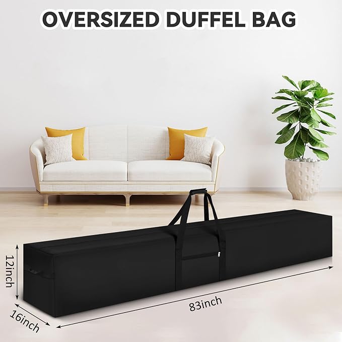 83 x 16 x 12 Inch, 260 L Extra Large Duffle Bag Camping Tent Storage Duffle Sports Equipment Bag Heavy Duty and Waterproof for Travel Camping Tent Pole Hammock Tripod Fishing Luggage Moving