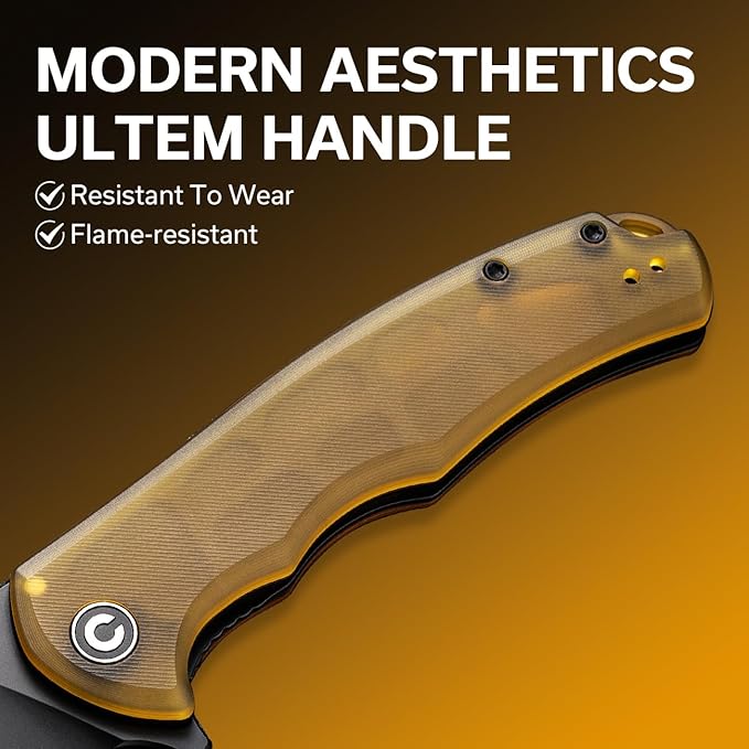 CIVIVI Praxis Pocket Folding Knife - Modern Aesthetics Ultem Handle, 3.75" Sharp Blade, Deep Carry Clip for EDC C803M