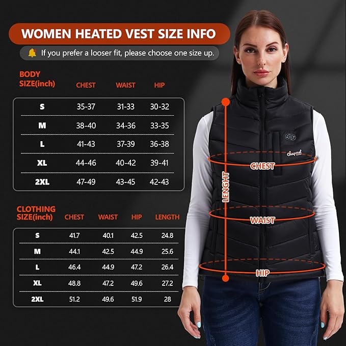 Women’s Heated Vest with Battery Pack Included, 7.4V Smart Washable Rechargeable Electric Lightweight Heating Vest