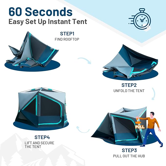 TIMBER RIDGE 4/6/8 Person Instant Pop Up Cabin Tent, Easy 60 Second Setup, Weather Resistant Camping Family Hub Tent with Rain Fly and Carry Bag for Outdoor Camping