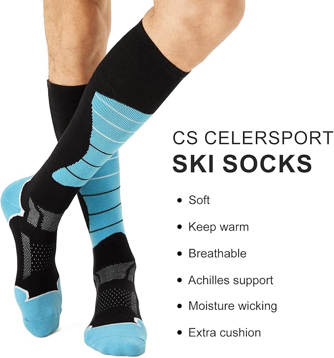 CS CELERSPORT 2/3/4 Pack Ski Socks for Men and Women Skiing, Snowboarding, Winter Performance Socks