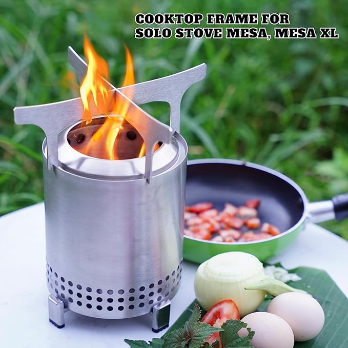 Fire Pit Cooktop Frame for Solo Stove Mesa, Mesa XL, and Solo Stove Accessories Convert Tabletop Fire Pit to Camping Stove. Compatible with All Pots Pans.Replacement for Titan, Campfire Cooking Ring