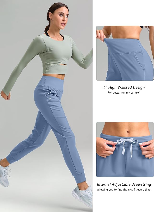 G Gradual Women's Fleece Lined Joggers High Waisted Water Resistant Thermal Hiking Pants Cold Weather Sweatpants with Pockets