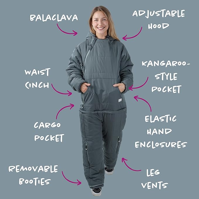 Selk'bag SWYTCH Original Wearable Sleeping Bag & Jacket | Convertible 2-in-1 Design, Water-Resistant, Eco-Friendly for Camping, Hiking, Travel, Skiing and Casual Use