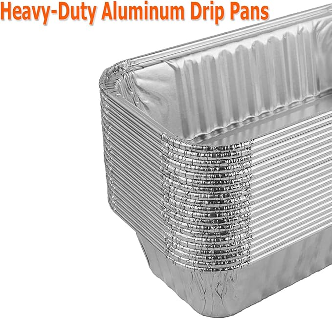 BBQ Future 20-Pack Aluminum Foil BBQ Grease Grill Drip Pans Replacement for Char-Broil 9328812P06, 7" L x3.5 W x1.5 D
