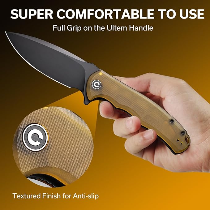 CIVIVI Praxis Pocket Folding Knife - Modern Aesthetics Ultem Handle, 3.75" Sharp Blade, Deep Carry Clip for EDC C803M