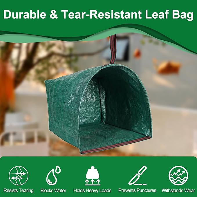 2PCS Reusable Yard Waste Bag - Collapsible Lawn Bags for Leaves, Lawn Trash, Camping, Parties & Laundry, Standable Garden Debris Bag with Gloves