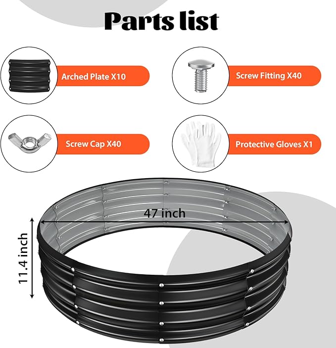 48 Inch Round Galvanized Fire Pit Ring/Fire Ring - Foldable and Perfect for Outdoor Gatherings and Campfires in The Yard/Garden/Park/Beach (Black+Gray, 4 FT Diameter+1 FT Tall)