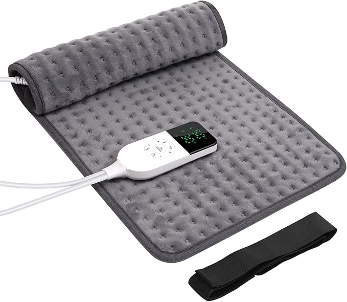 Large Electric Heating Pad for Back Pain and Cramps Relief Heat Therapy Pad for Shoulders Neck - Auto Shut Off & Fast Heating -Safety Heated Pad Fits Women and Men (12"x24")