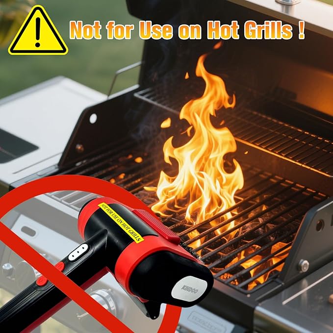 Electric Rechargeable Grill Brush,Grill Cleaner for Outdoor Grill with 800 RPM Motor - Bristle-Free Stainless Steel Grill Cleaner with LED Light for BBQ, Heavy Duty Grill Cleaning Tool (BlackRed)