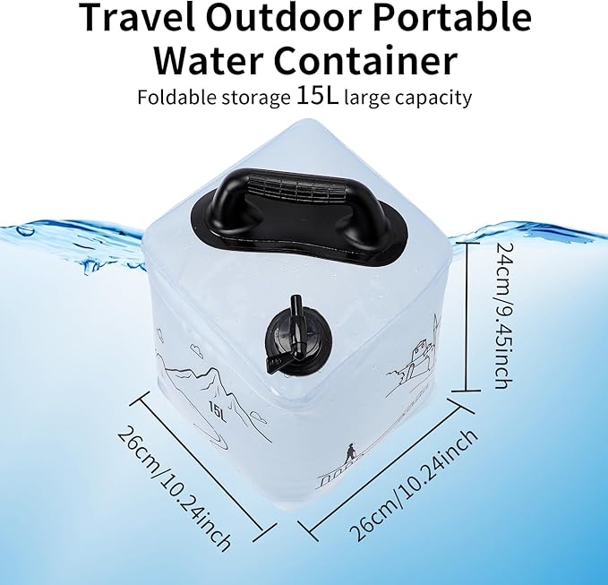 3.4/4 Gallon Collapsible Water Container, BPA Free Camping Water Storage Containers, Water Storage Jug with Spigot, Leakproof for Camping, Survival