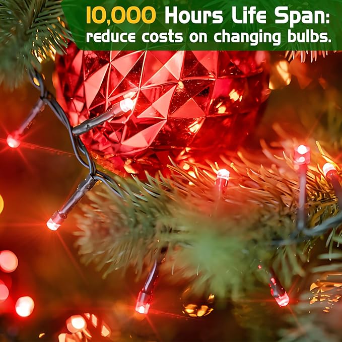 XURISEN 200FT Christmas Lights, 500 LED Super Long String Lights 8 Modes & Memory Timer Plug in Twinkle Fairy Lights Decor for Home Xmas Party Wedding