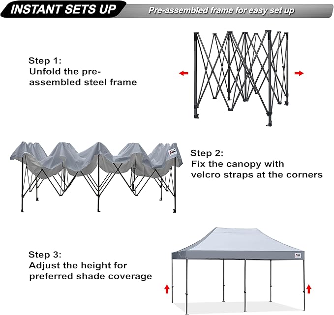 ABCCANOPY Patio Pop Up Canopy Tent 10x20 Commercial-Series (Gray)
