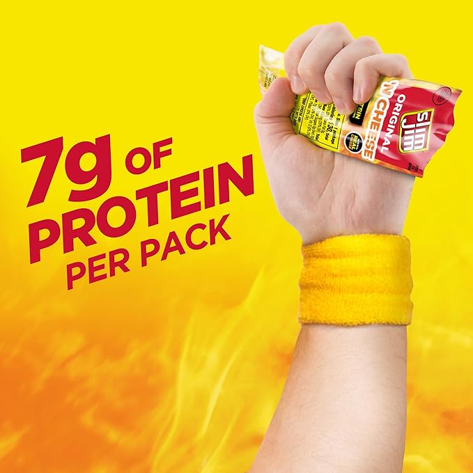 Slim Jim Beef 'N Cheese Smoked Meat Sticks, Original Flavor, 7g Protein Per Serving, 1.15 oz. (14 Count)