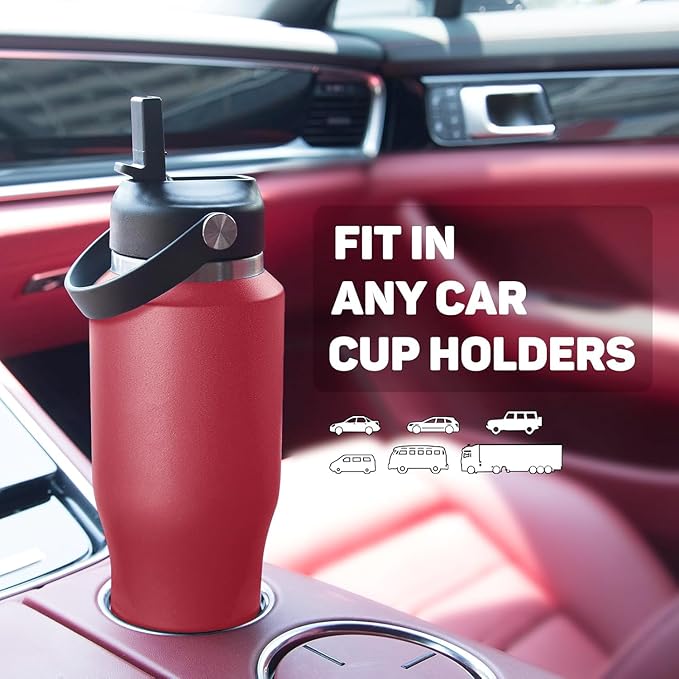 Insulated Water Bottle 40oz with Straw/Spout Lids, Stainless Steel Water Bottles Keep Cold 24h&Hot 12h, Metal Water Bottle with Straw that Fits in Cup Holder, Water Bottle Leak-proof,BPA Free