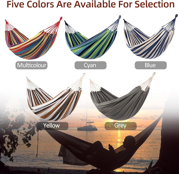 Camping Hammocks for Backyard Hanging Sturdy Garden Comfortable Fabric Hammock Indoor Tree Straps Up to 616lbs Weight Capacity with Travel Bag for Camping Portable Outdoor Patio (Blue)