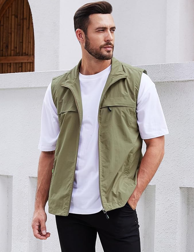 Gihuo Men's Lightweight Quick Dry Outdoor Multi Pockets Fishing Vest