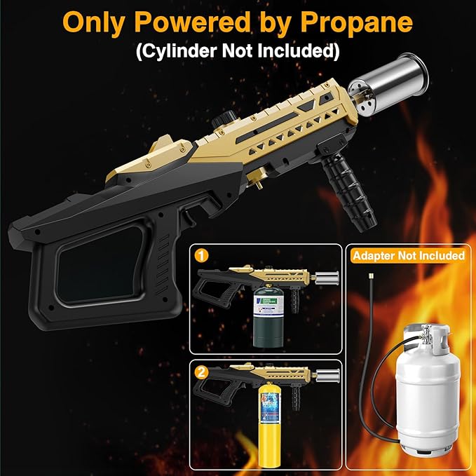 Sondiko Powerful Cooking Propane Torch Head, Culinary Torch Campfire Starter, Adjustable Weed Torch Burner for Searing Steak, BBQ, Welding (Gold & Black) Propane Tank Not Included