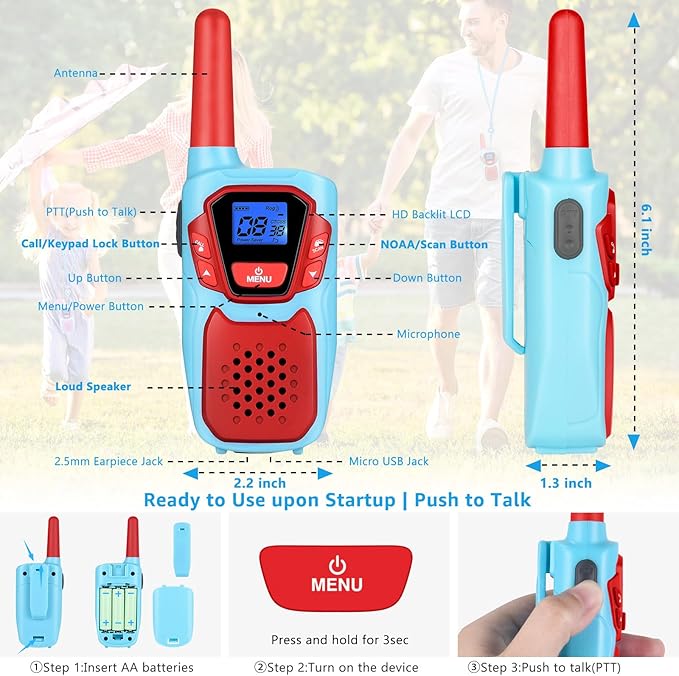 Walkie Talkies for Kids Rechargeable Walkie-Talkie for Adults Long Range Pink 2 Way Radio 2 Pack with Lanyard Battery 4 Miles NOAA USB, Family Toy for 3-12 Year Old Girls Boys Toddlers Camping