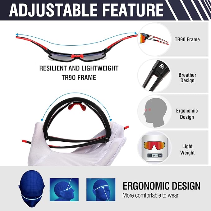 DUCO Sports Polarized Sunglasses for Men Women Running Sunglasses Fishing Cycling Baseball Glasses UV400 Protection DC0023