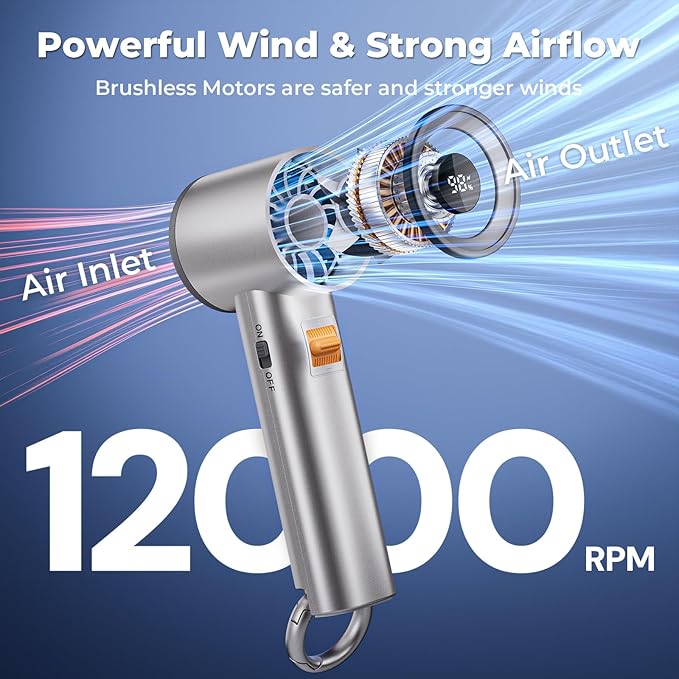 Portable Handheld Turbo Fan for Outdoor,5000mah Mini Handheld Personal Pocket Fan for Powerful Airflow Wind ,20Hrs,100 Speeds Adjustable,Digital Display,Gifts for Travel,Outdoor Activites,Camping-Grey