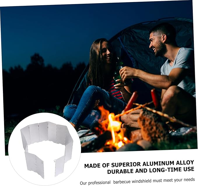 Outdoor Aluminum Alloy BBQ Windshield Cooking Shield for Camping Picnics Lightweight Durable Reduces Wind for Efficient Grilling