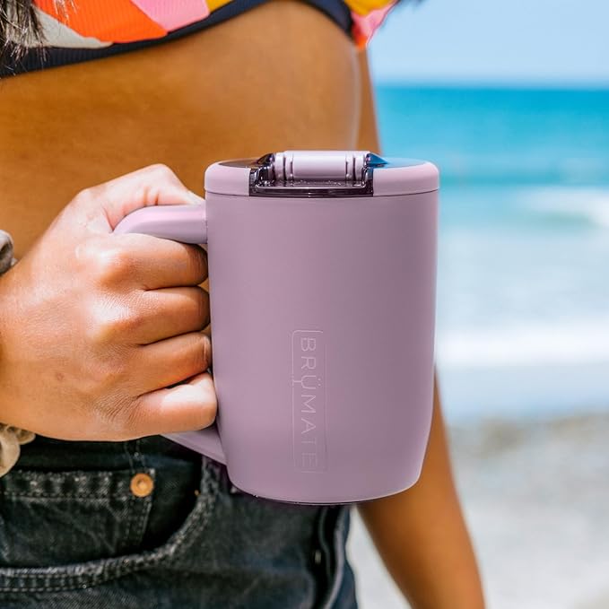 BrüMate Müv - 15oz 100% Leak Proof Insulated Coffee Mug with Handle & Lid - Stainless Steel Coffee Travel Mug - Double Walled Coffee Cup (Guava)